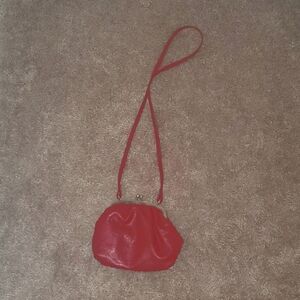 Vegan Leather burgandy mini pouch purse silver snap